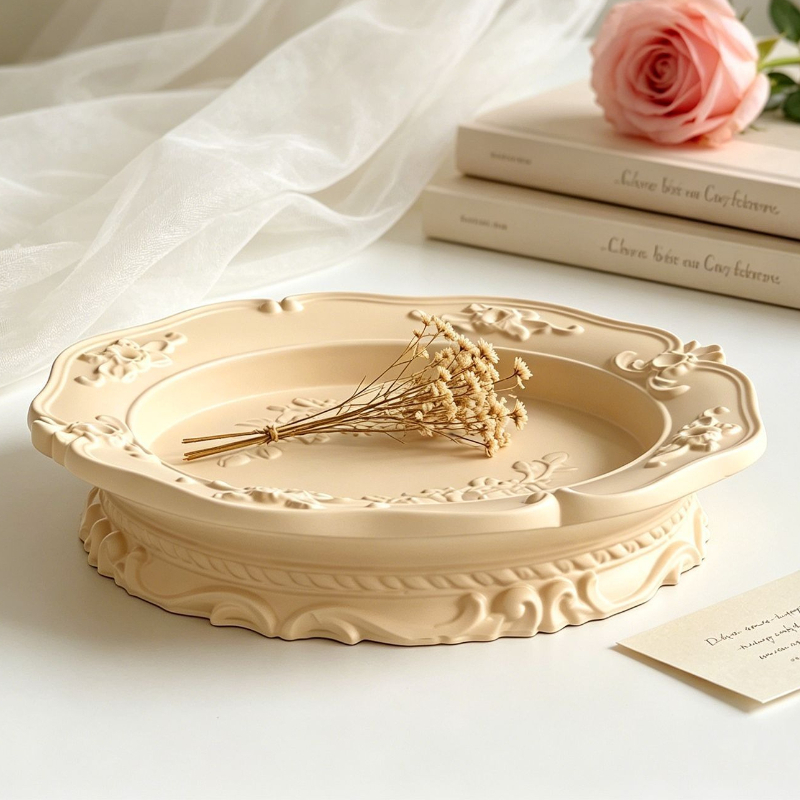 Coaster Mold Round - Elegante vintage barokke kant siliconen mal,