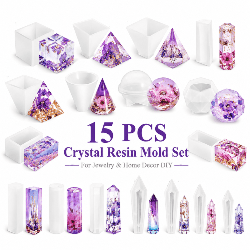 Resin Jewelry Kit - 15-delige siliconen malset van kristalhars, unieke