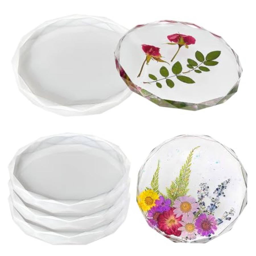 Geode Mold Silicone - 4-delige set onderzettersvormen - Diamantvormige kristallen