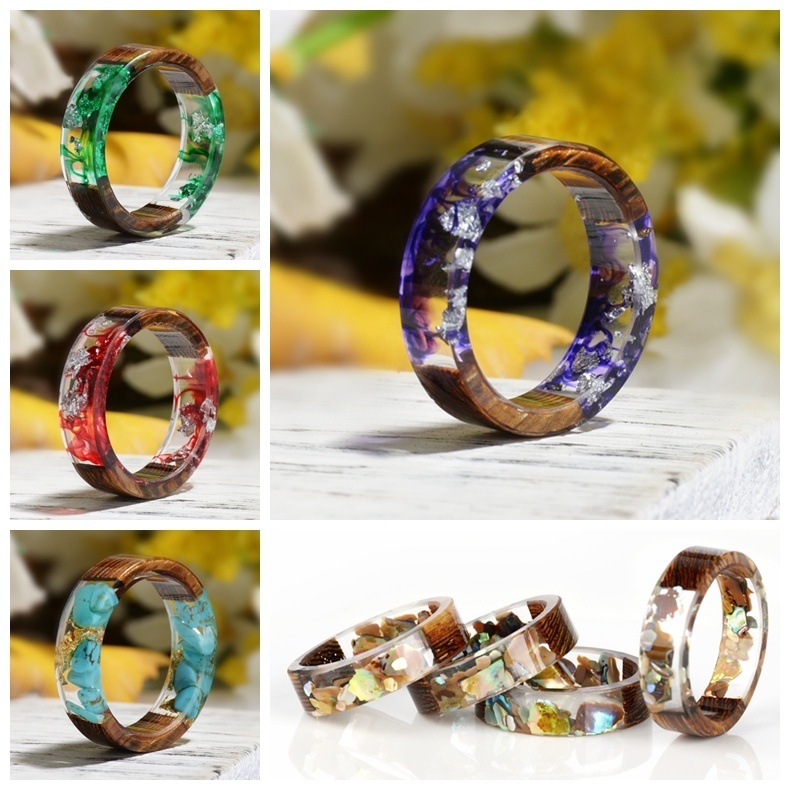 Dried Flower Bulk - Creatieve Houten Hars Ring voor Vrouwen