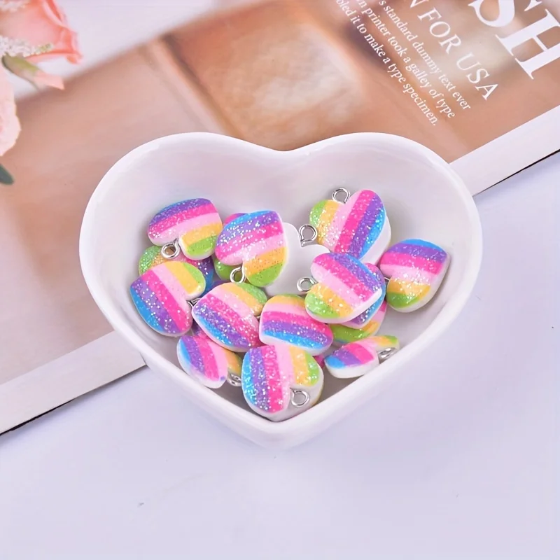 10 stuks kleurrijke hartvormig - Resin Crafts Diy recensie en prijs