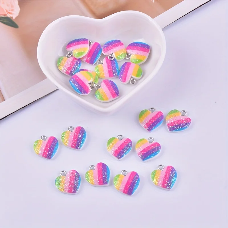10 stuks kleurrijke hartvormig - Resin Crafts Diy recensie en prijs